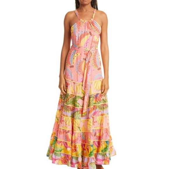 🌿NWT Farm Rio Mixed Fruit Tiered Crossback Sundress